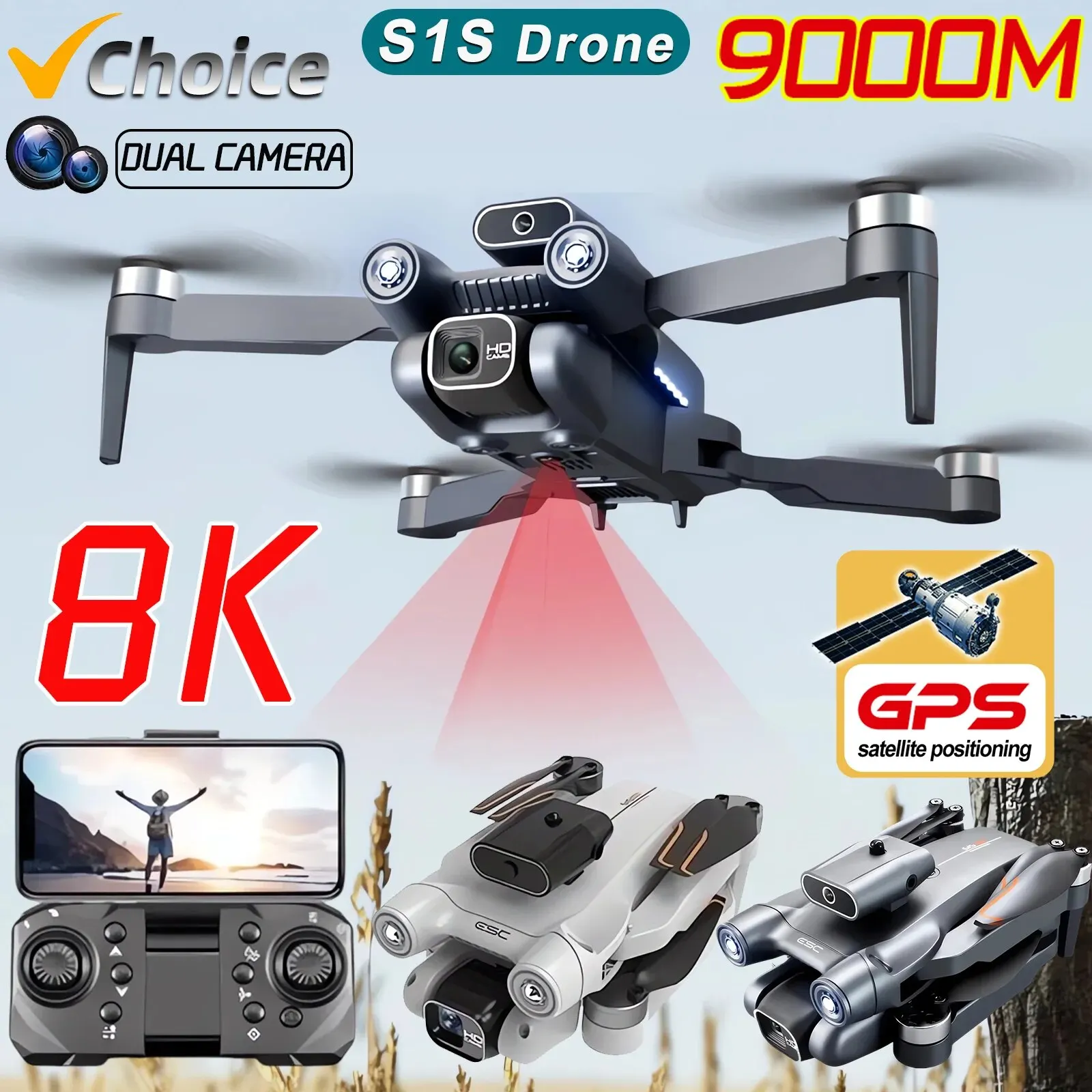 New S1S 5G GPS Drone Camera 8K - Drone Surveying ulasan dan harga
