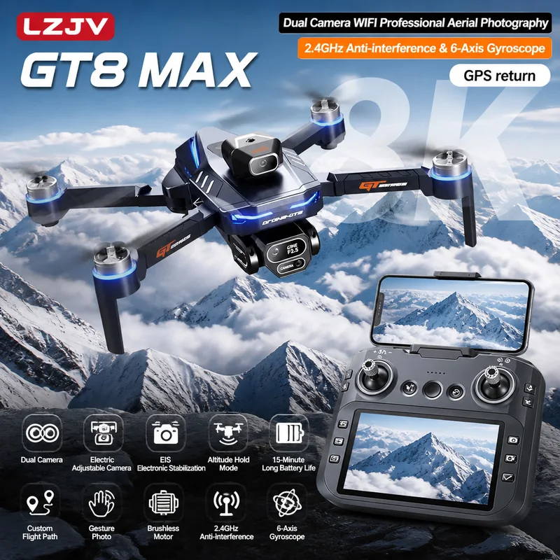 GT8 Max Foldable Drone 8K HD P - Drone Lidar ulasan dan harga