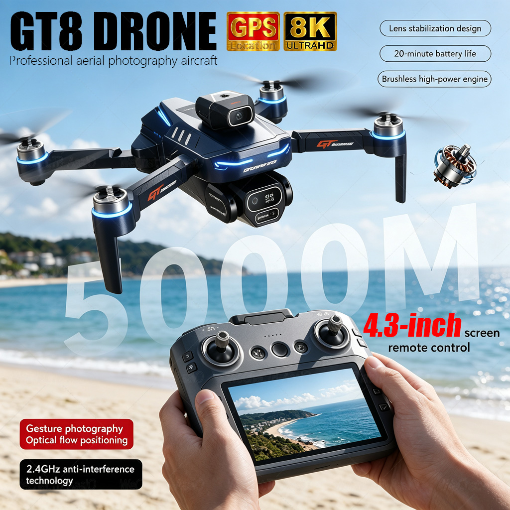 NEW GT8 HD RC Drone 4K Profess - Drone Surveying ulasan dan harga